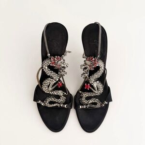 Giuseppe Zanotti S/S 2004 Dragon Black Satin Heels